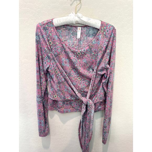 ANTHROPOLOGIE | Daily Practice Purple Boho Print Soft Wrap Front Top | Medium - Picture 1 of 7